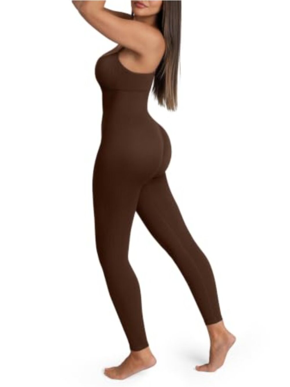 Plus Size Seamless Ribbed Jumpsuit Built-in Bra Tummy Control One Piece
